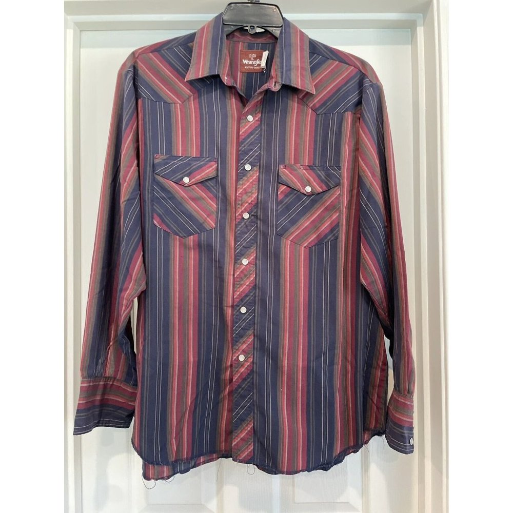Wrangler Western Fashion Long Sleeve Pearl Snap Shirt Striped